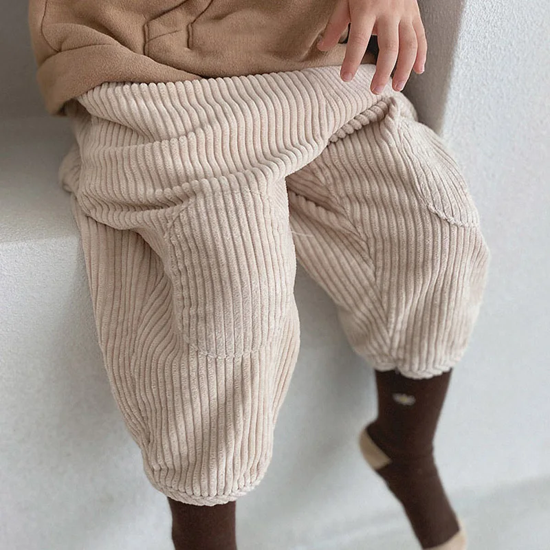 

Новинка 2023, детские вельветовые брюки на осень и весну, брюки в Корейском стиле для маленьких девочек, зимние теплые кашемировые брюки для малышей