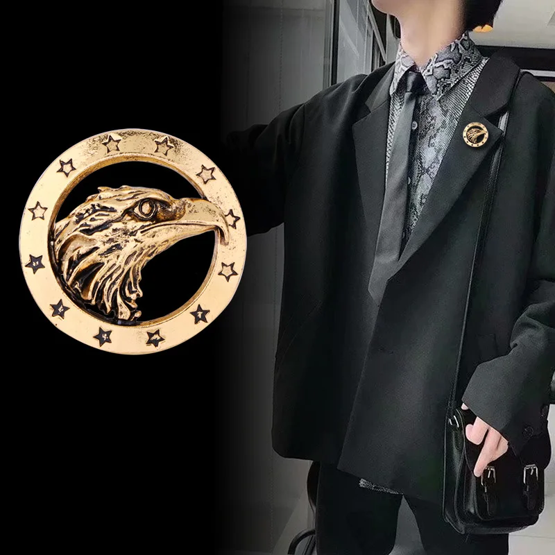 

Vintage Animal Eagle Brooch Metal Star Badge Lapel Pins and Brooches for Men Suit Coat Corsage Jewelry Accessories Gifts