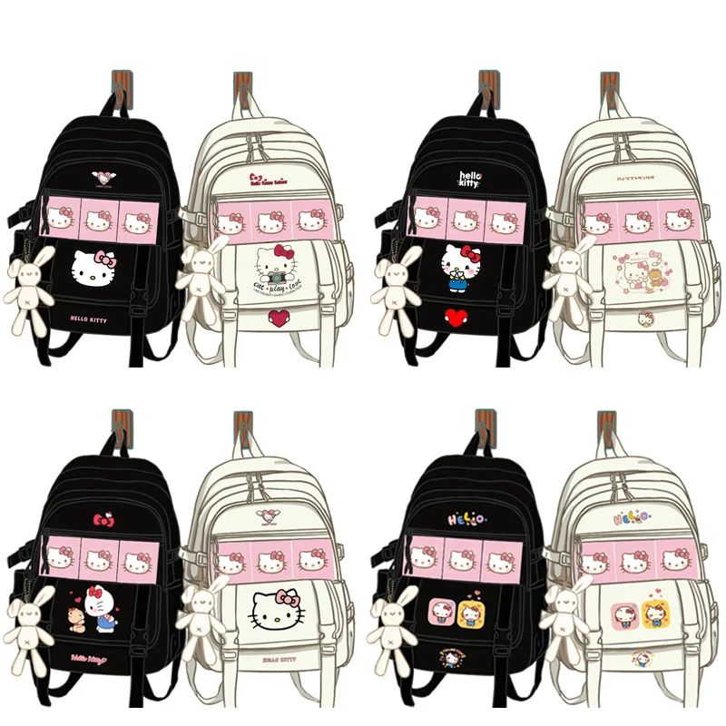 

Sanrios Hellokittys Kawaii аниме периферийная школьная сумка большой емкости милый мультяшный модный рюкзак Водонепроницаемый модный орнамент