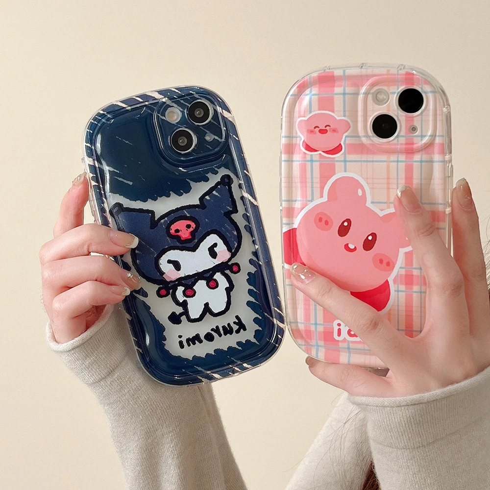 

Kawaii Sanrio Kuromi Kirbys Phone Case For Iphone 11 12 13 14 Pro Max X Xs Xr 7 8 Plus SE 2020 Y2k Girl Cartoon