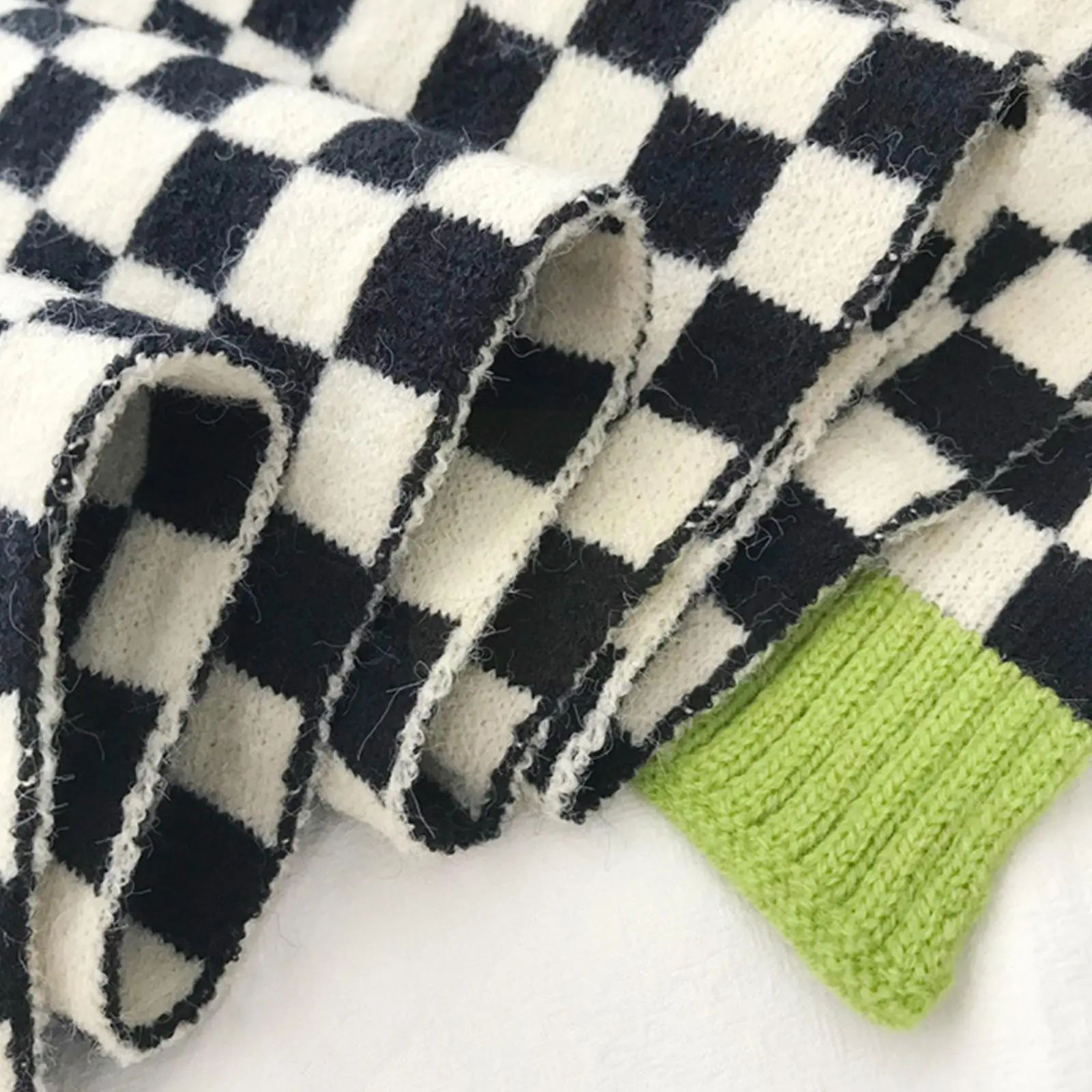 

Зимний модный клетчатый шарф, винтажный теплый длинный двойной шарф, черный, в стиле пэчворк, мягкие клетчатые вязаные шали, универсальные д...