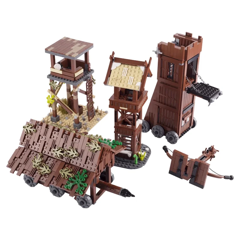 Фото Фигурка солдата MOC средневекового замка, строительные блоки, палатка, лодка, оружие, стеллаж для бросания, костра, аксессуары, подарки, игруш... №5