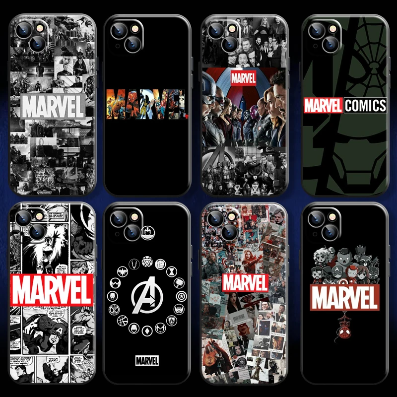 

Marvel Logo Comics Phone Case For iPhone 11 12 13 Pro MAX 6 6S 7 8 Plus X XS XR Mini SE 2020 Liquid Silicon Soft Back Funda