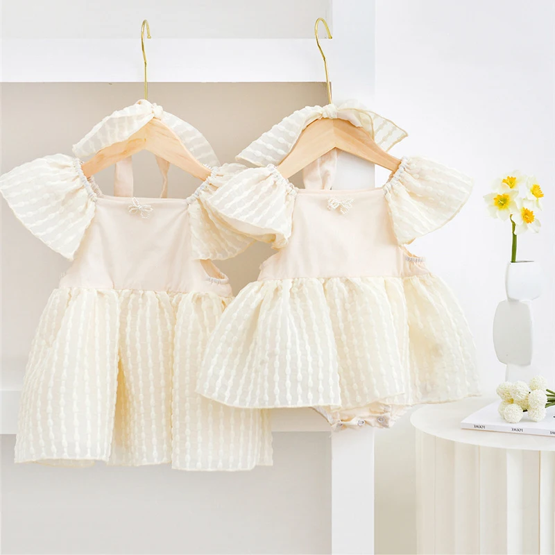 

2 Pcs Cute Newborn Princess Dresses For Baby Birthday Infant Girl Dress + Headband Baby Girl Clothing Toddler Outfits