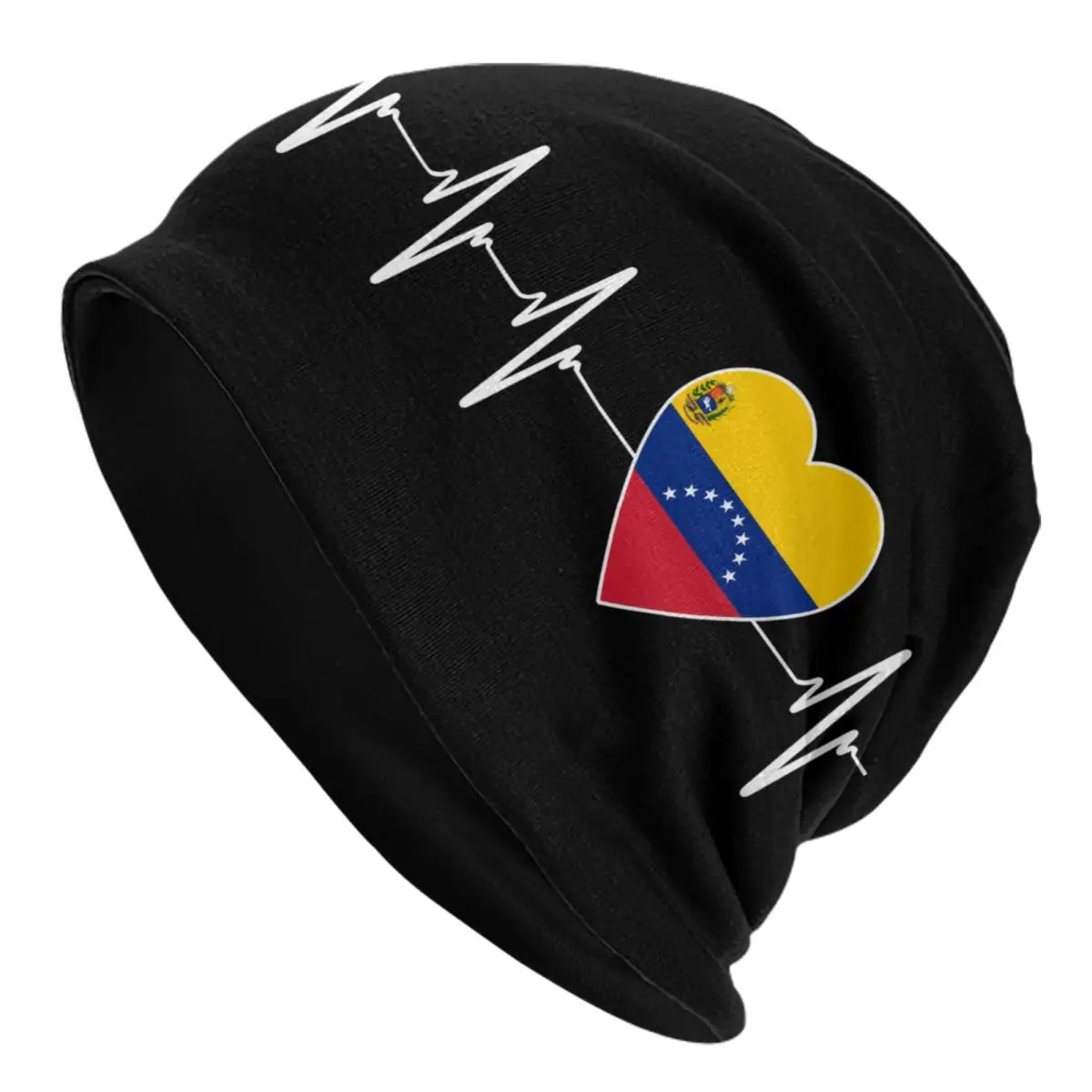 

Venezuelan Heartbeat Skullies Beanies Caps Unisex Winter Warm Knit Hat Hip Hop Venezuela Flag Heart Bonnet Hats Outdoor Ski Cap