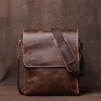 handmade crazy horse leather daily casual shoulder bag for men vintage messenger bag mens new classic design sling bags