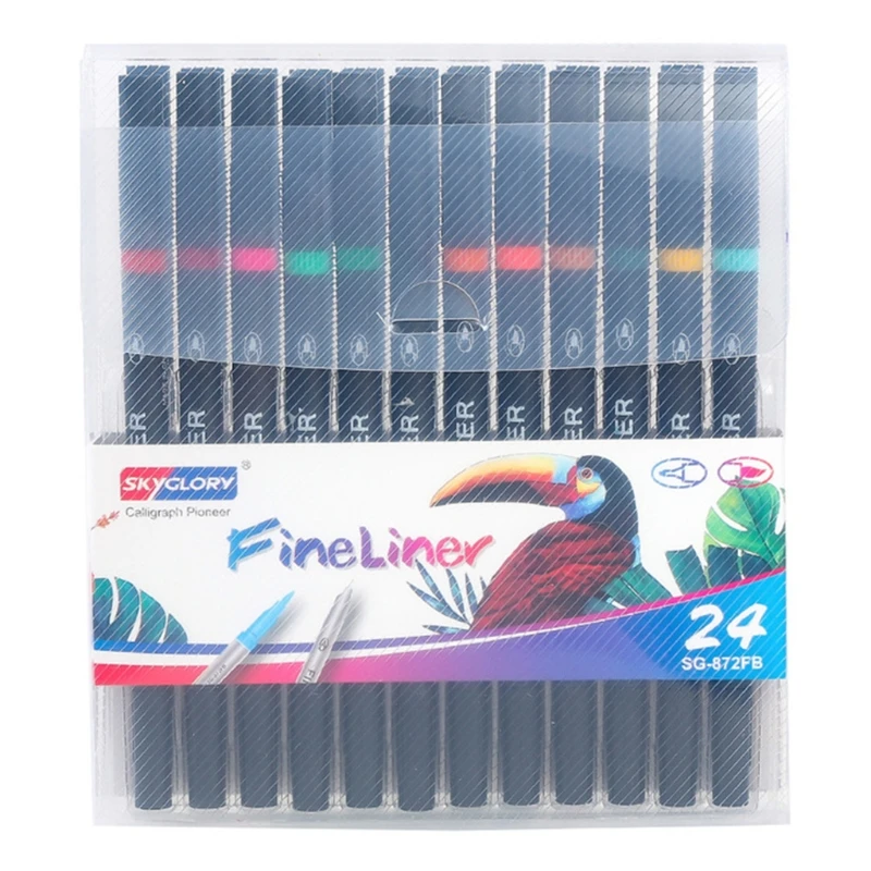 

12/24Pcs Dual Tip Flexible Color Brush Fineliner Tips Art Pen Watercolor Effects Markers Set for Lettering Drawing Coloring