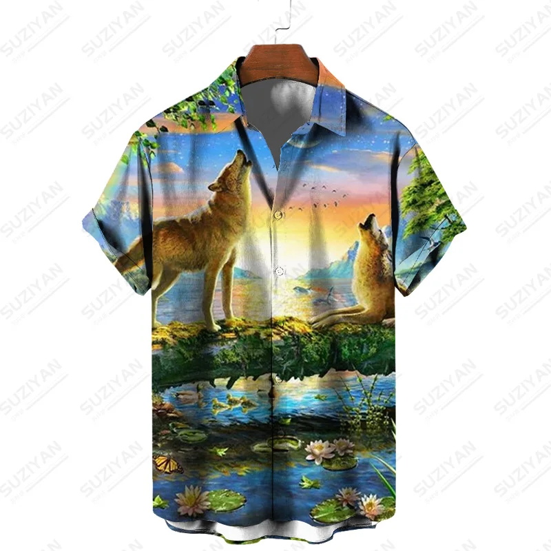 

Resorts Vintage Men Especial Male Korean Korean Fashion Men Hot-Selling Stylish Summer European Fashion Button Up