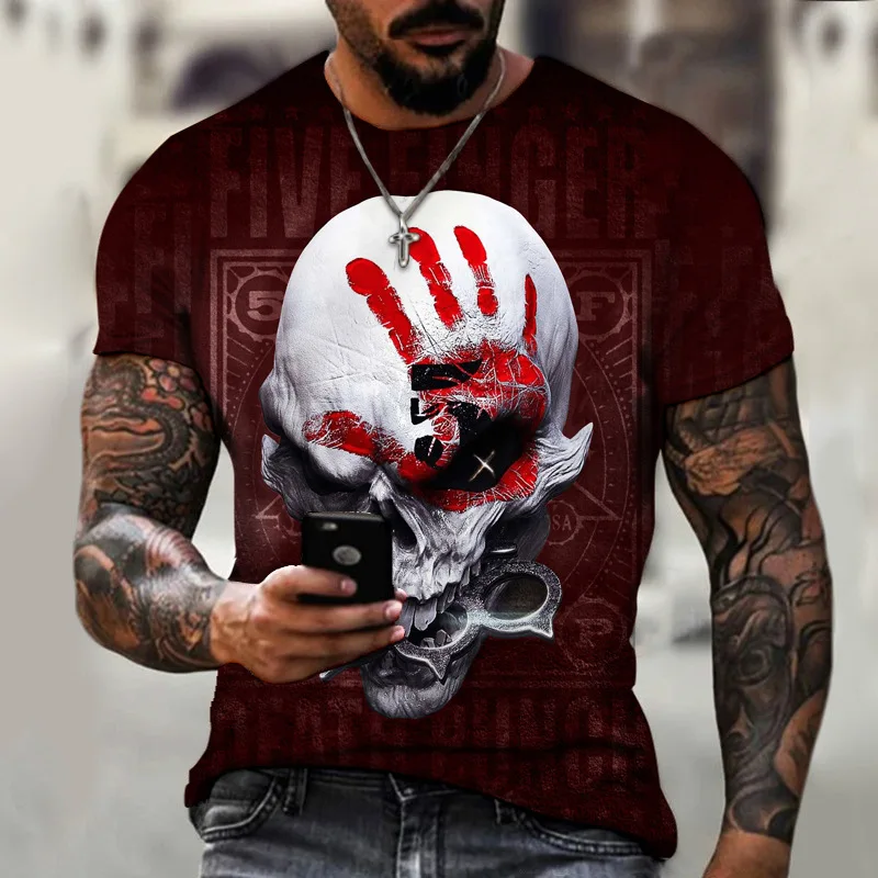 

Men's T-shirt horror skull palm print 3D printing short sleeve summer hot sale top trendy streetwear