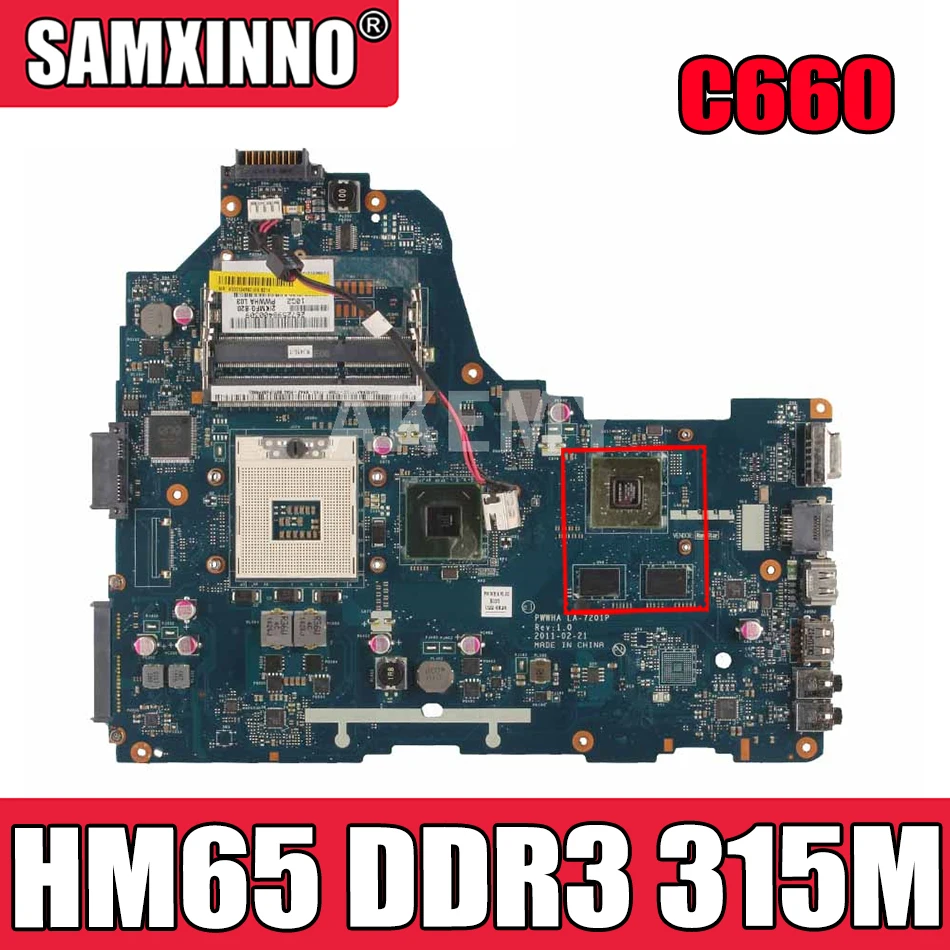 

PWWHA LA-7201P K000124390 MAIN BOARD For Toshiba Satellite C660 Laptop motherboard HM65 DDR3 315M GPU