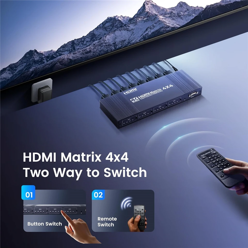 Матричный переключатель 4K HDMI 4 в 4 выхода HDMI Бесшовный переключающий разветвитель 4x4 Селектор аудио-видео для камеры Ps4 ПК к ТВ-монитора (art.: 3920cd3edbc48) - 3920cd3edbc48