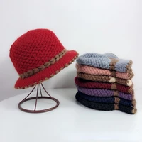 adult woolen hats womens winter knitted pure handmade warm fisherman hats warm wind proof hats for women