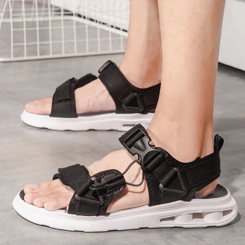 

NEW Men Sandals Mesh Breathable Outdoor Leisure Velcro Male Sandals Cushion Beach Shoes Latex Soft Soled Roman Shoes Man Shoes