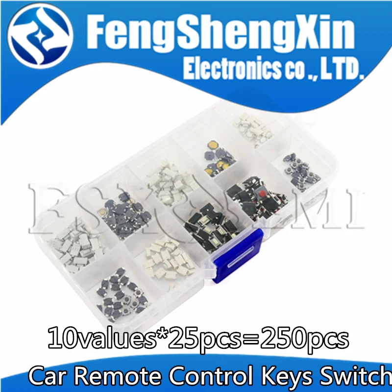 

250pcs Tactile Push Button Touch Micro Switch Buttons Key Component Package Car Remote Control Keys Switches 4*4*0.8 1.5 3*6*5
