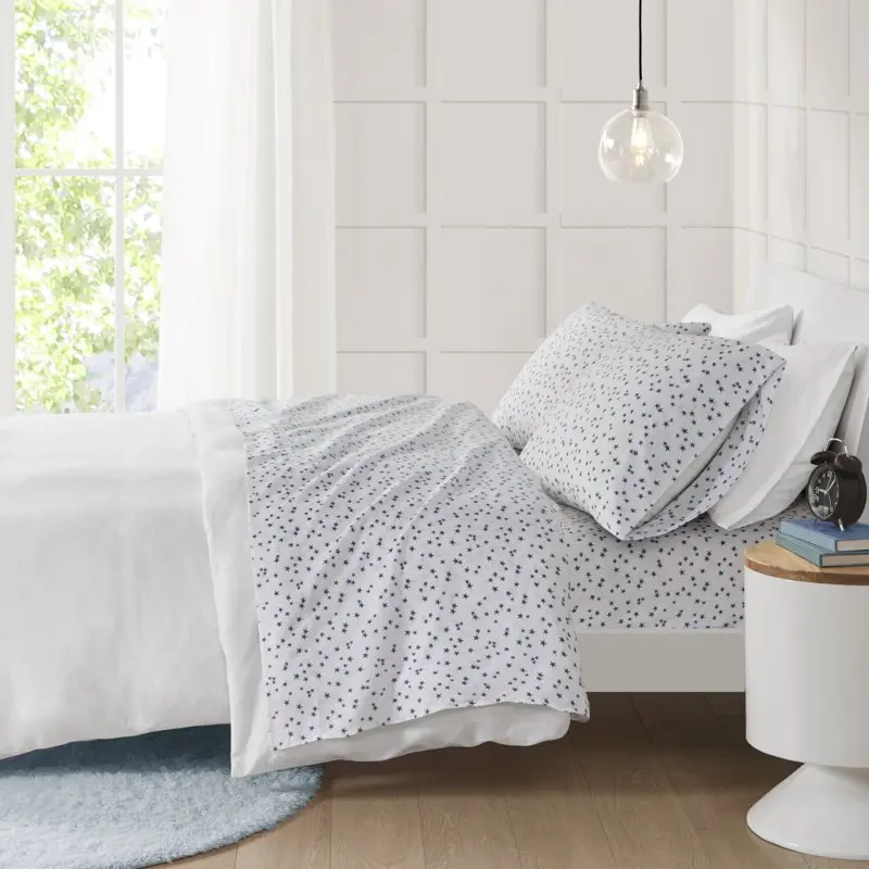 

Teen Soft Microfiber Star Sheet Set, Blue White, 3 piece, Twin