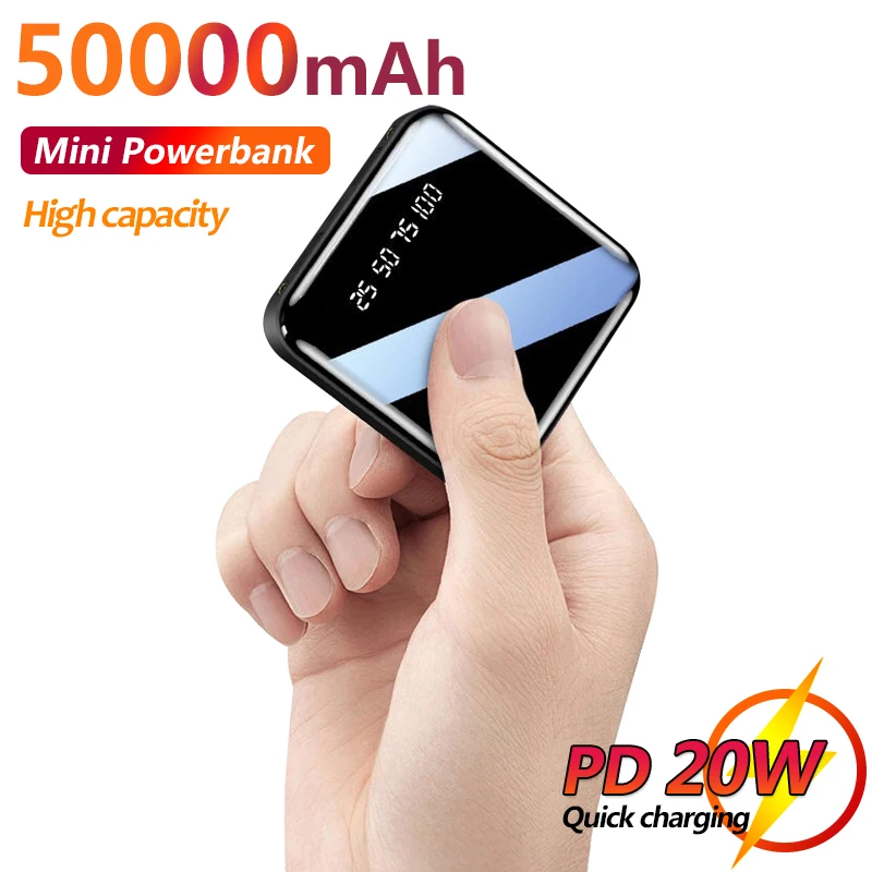 

Mini Power Bank 50000mAh Portable External Battery with 2 USB Digital Display Fast Charging Charger for Xiaomi IPhone Samsung