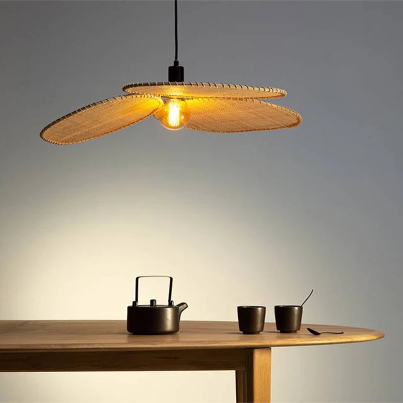 Современная бамбуковая Подвесная лампа ручной работы в японском стиле для