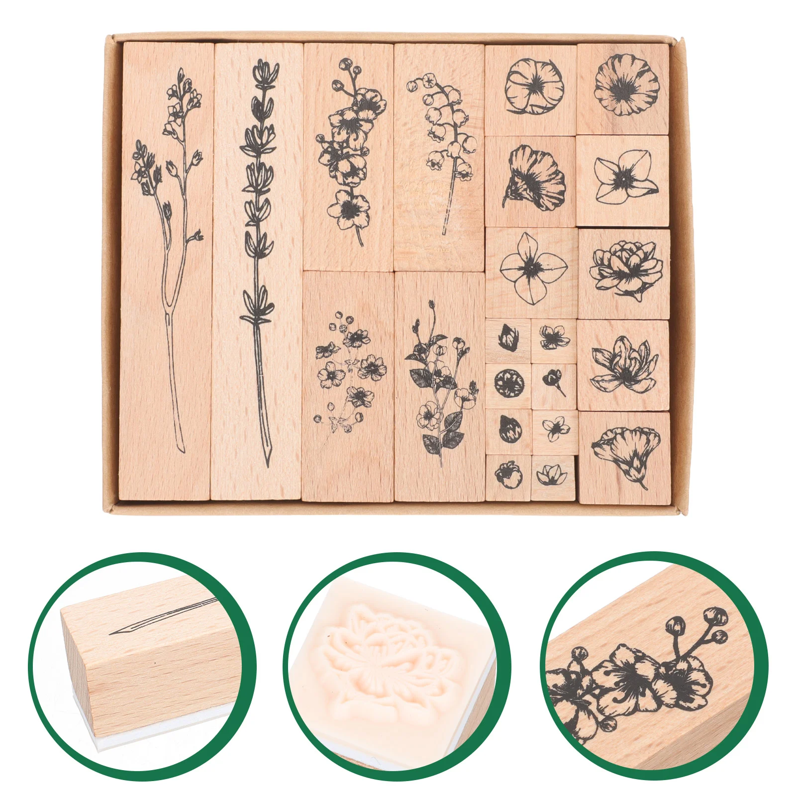 

Stamp Stamps Wooden Rubber Scrapbooking Wood Set Flower Decorative Vintage Craft Diy Making Mounted Diary Crafts Floral