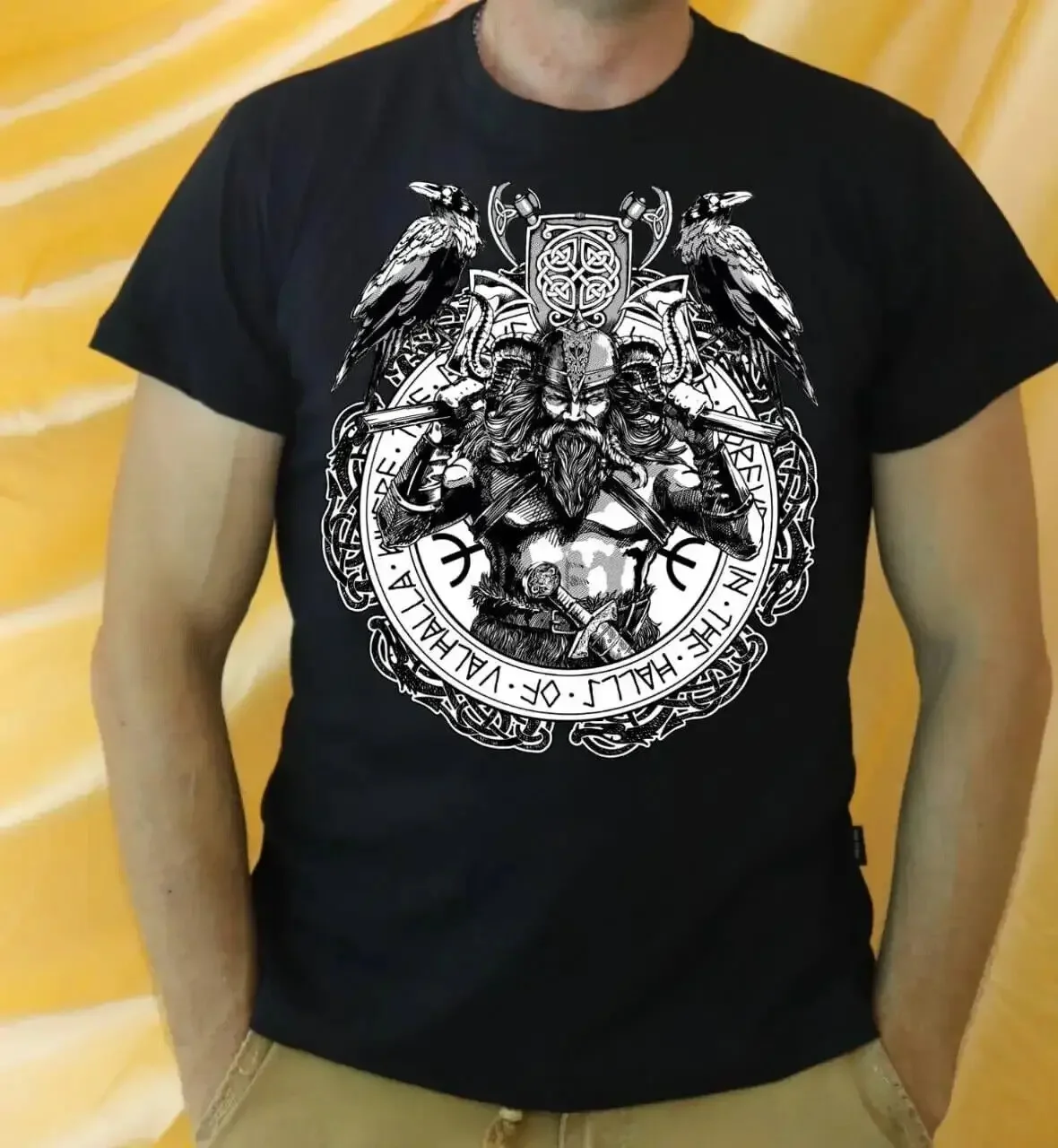 Мужская футболка DR.GESTEE Odin God Nordic Warrior из хлопка