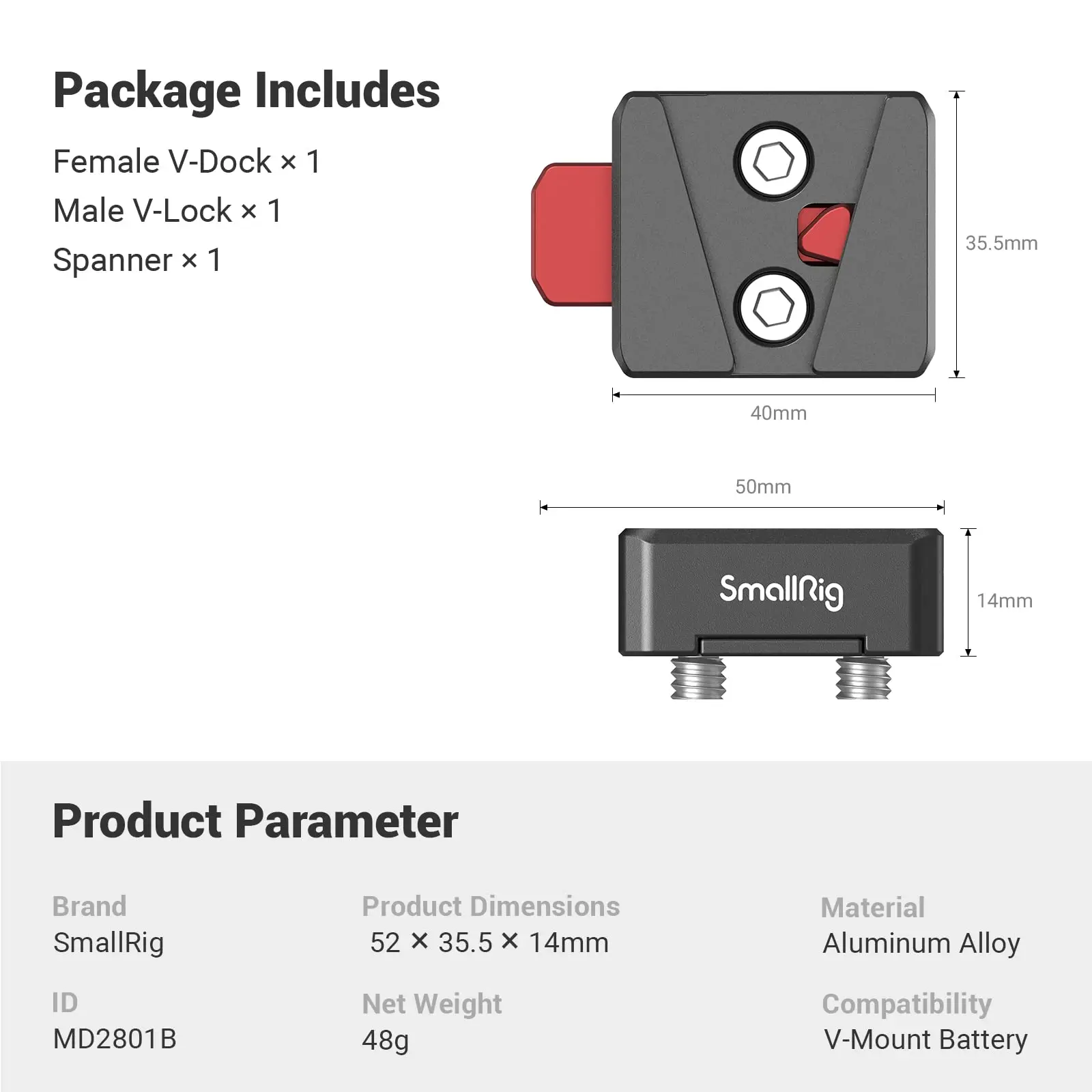 Фото Комплект для сборки SmallRig Mini V-Lock, батарейная пластина V-Mount, быстросъемный комплект с резьбовыми отверстиями 1/4