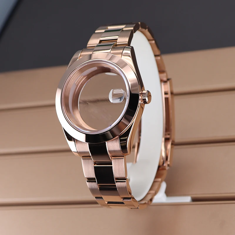 Rose Gold 36mm/40mm Cases Watchband Watch Parts Sapphire Crystal For Oyster Air King nh35 nh36 Miyota 8215 Movement 28.5mm Dial