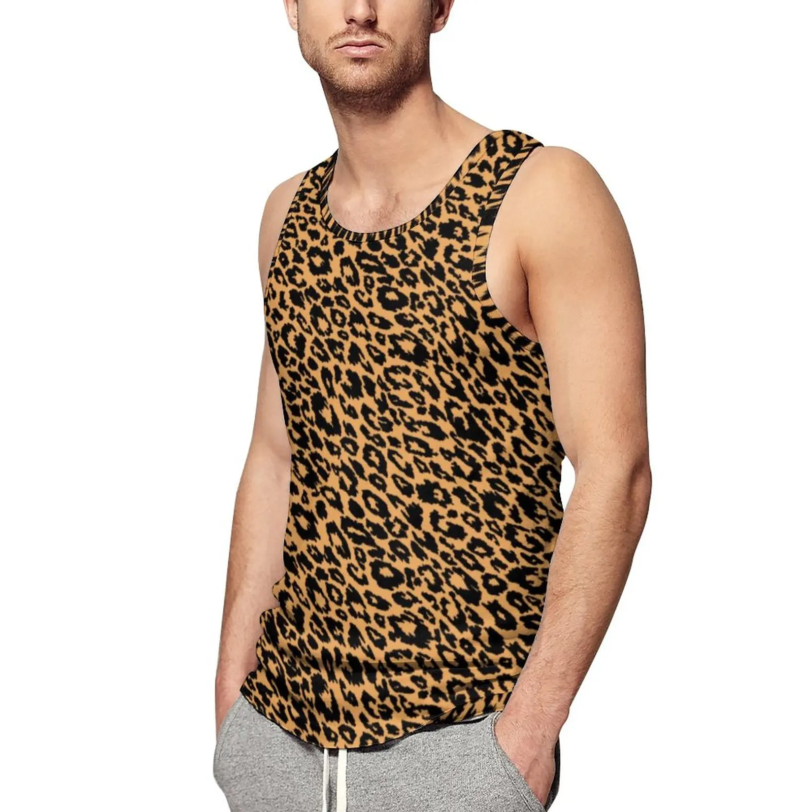 

Classic Leopard Summer Tank Top Animal Print Bodybuilding Tops Men Design Fashion Sleeveless Vests 3XL 4XL 5XL