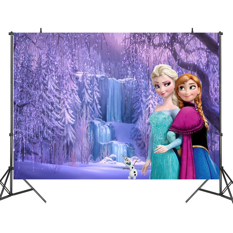 

Frozen Beautiful ice and snow princess customizable photography background baby shower decoration vinyl cloth background childre