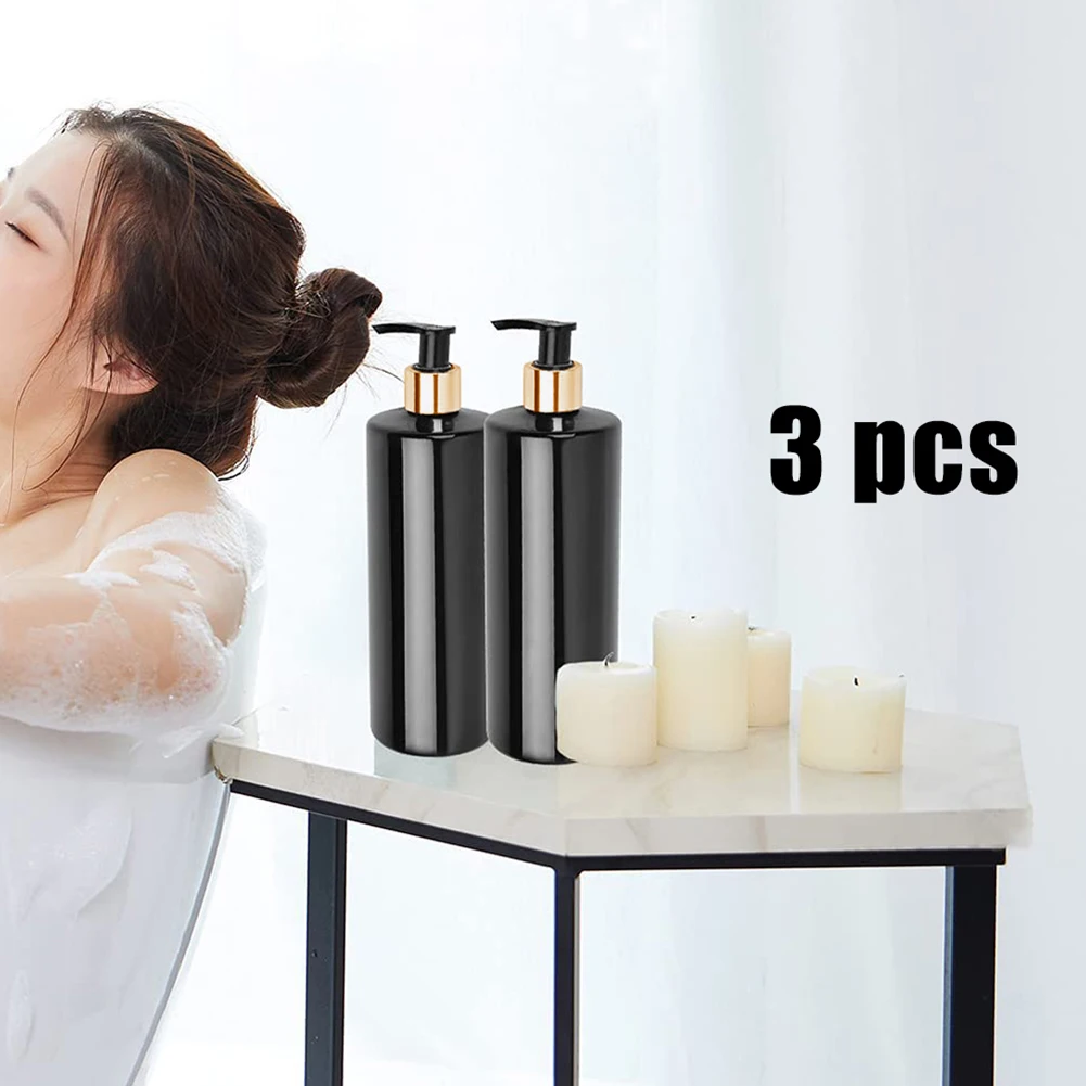 

3PCS 500ML PET Refillable Container Empty Shampoo Liquid Soap Skin Care Lotion Bottles With Pump Dispensers Bathroom Tools