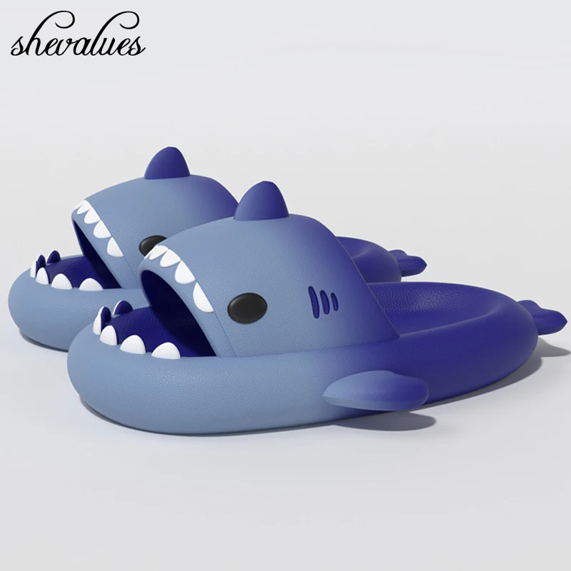 Shevalues New Shark Slippers For Women Summer Men Fashion Slippers Home Couple Thick Soled Non-slip Sandals Outdoor Beach Slides