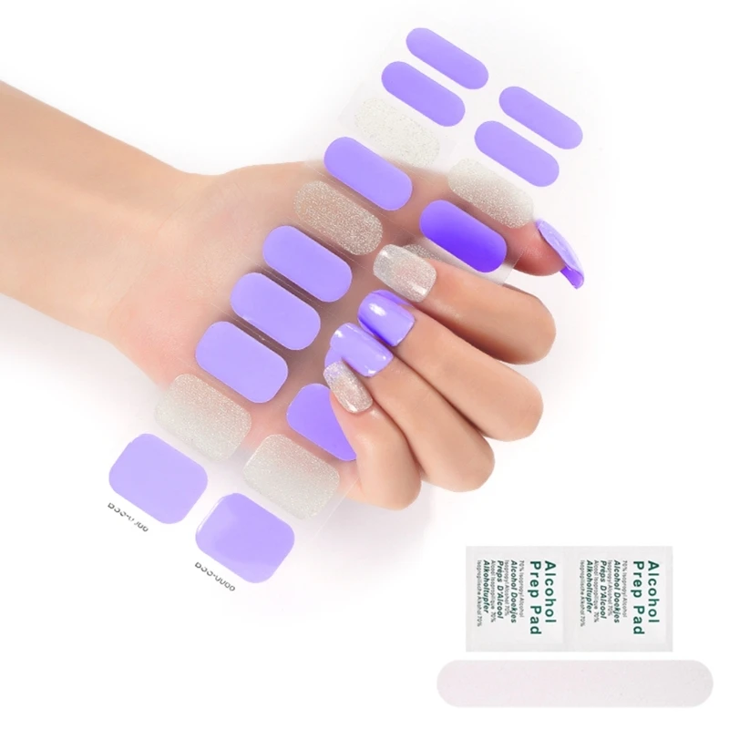 

20Tips Semi Cured Gel Nail Stickers Set for UV Lamp Full Cover Sweet Summer Manicure DIY Women Fashion Nail Art Decoration