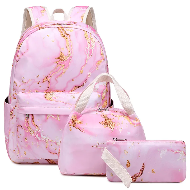 

3Pcs School Bags For Teenagers Girls School Backpack Set Waterproof School Bag Cute Book Bag With Lunch Bag Pencil Case Backpack