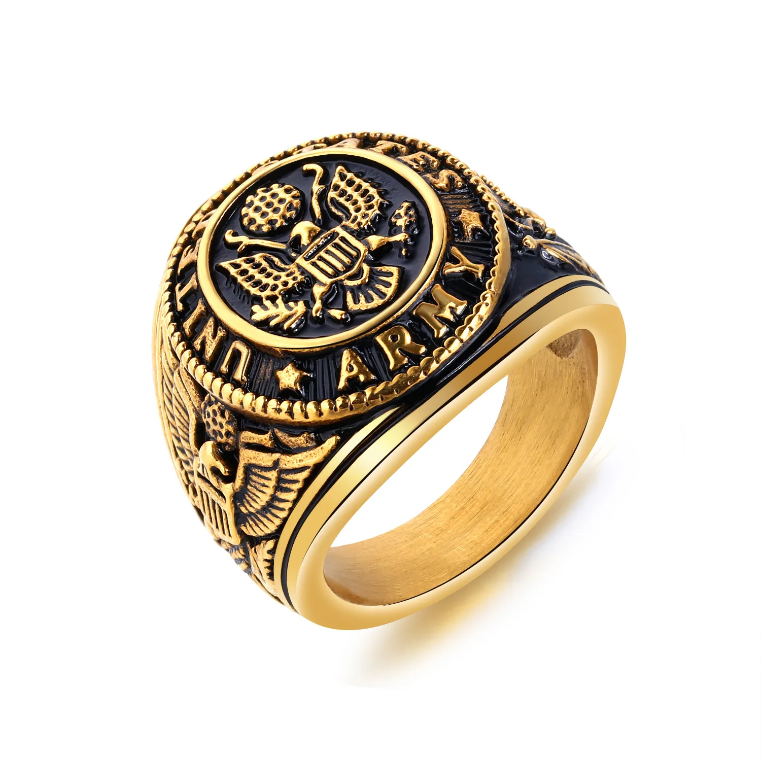 

Punk Stainless Steel Badge Eagle Men's Retro Transit Amulet Ring High-end Jewelry Festival Commemorative Gifts Wholesale