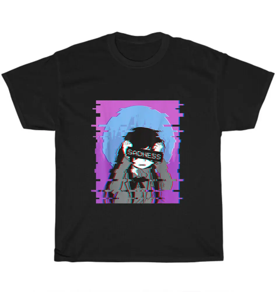 

Sad Anime Girl Japanese Aesthetic Vaporwave Anime Otaku T-Shirt Tee Gift