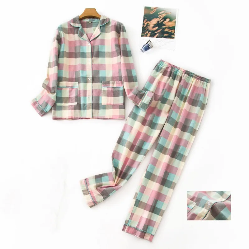 Full Pajamas Set Sexy Stripe Autumn Cartoon Sleepwear For Women Soft comfortable Pyjama Women's 100%Cotton Homewear Plus Size
