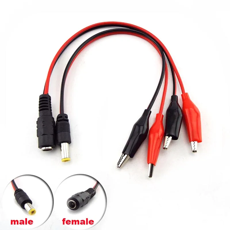 

5.5mmx2.1mm Male Female Cable Connector DC Power Plug Jack to Dual Alligator Clips Test Crocodile Clip Wire