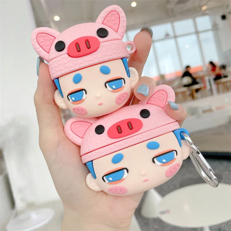 

Cute Pig Hat Boy Bluetooth Headset Cover for Airpods 1 2 3 Pro Silicone Airpods Case