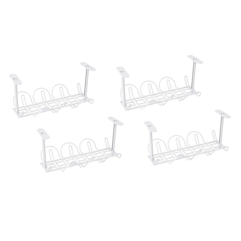 

Desk Cable Management 4 Pack Cable Management Tray Wire Cable Tray Organizer For Office & Home, White
