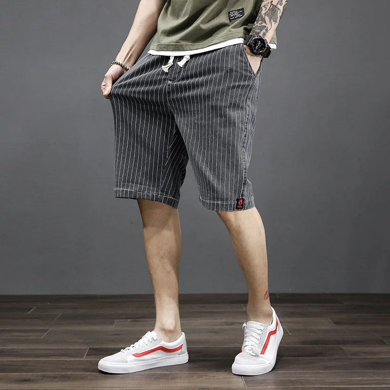 

Summer Oversized Men's Shorts Loose Elastic Striped Breeches Outdoor Trekking Travel Hiking Climbing Sports Plus Size Half Pants