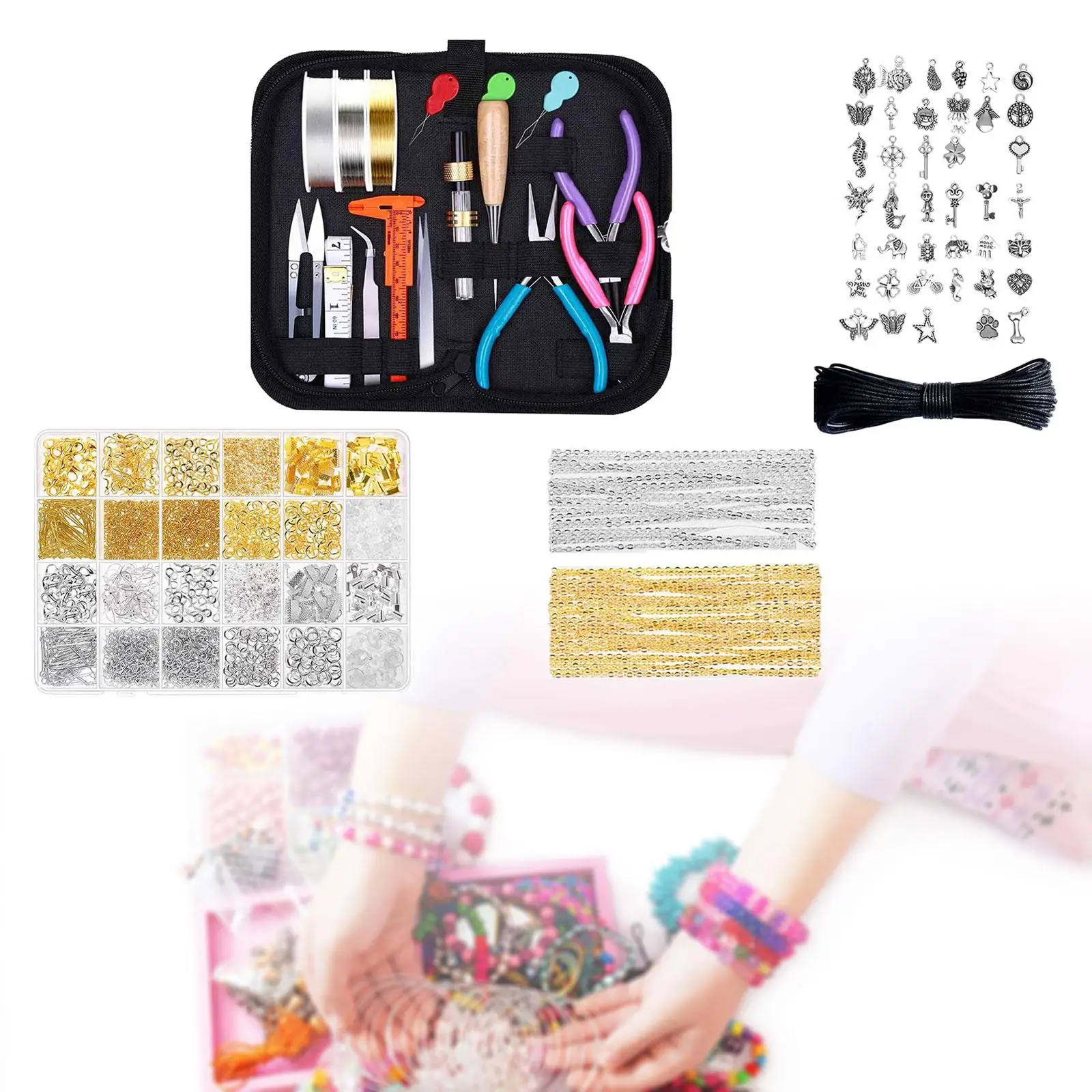 

Jewelry Making Kit Craft Supplies Repair Tool Beading Pliers Jewelry Findings Women Jewelry Wires DIY for Earrings Pendant Charm