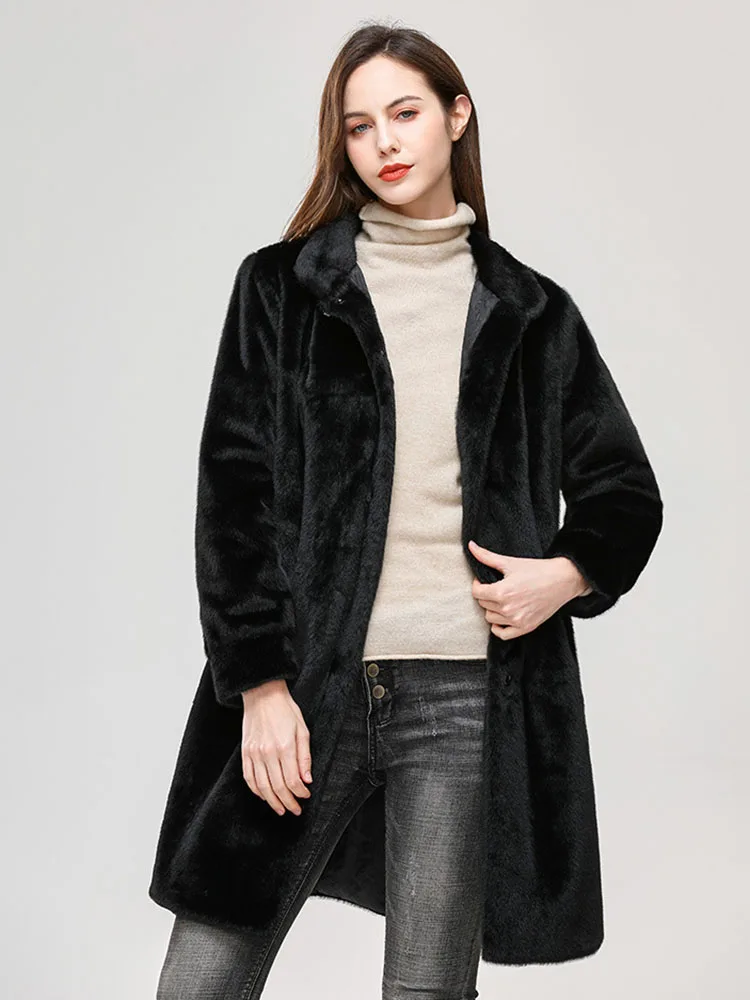 Winter Woman Coat 2022 Luxury Faux Mink Fur Fluffy Jacket Designer European American Long Sleeves Y2k Fashion Free Shipping