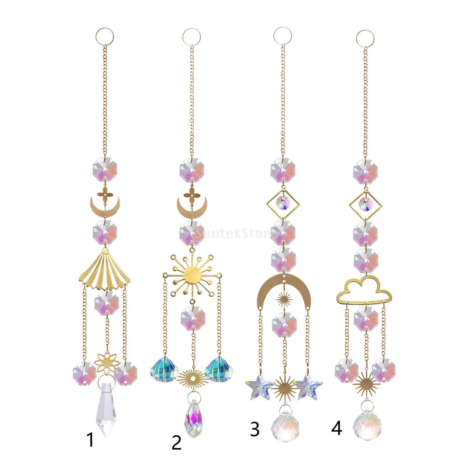 

Hanging Decor Ornaments Decoration Gold Crystal Rainbow Pendant for Garden Windows Courtyard Home Indoor Outdoor