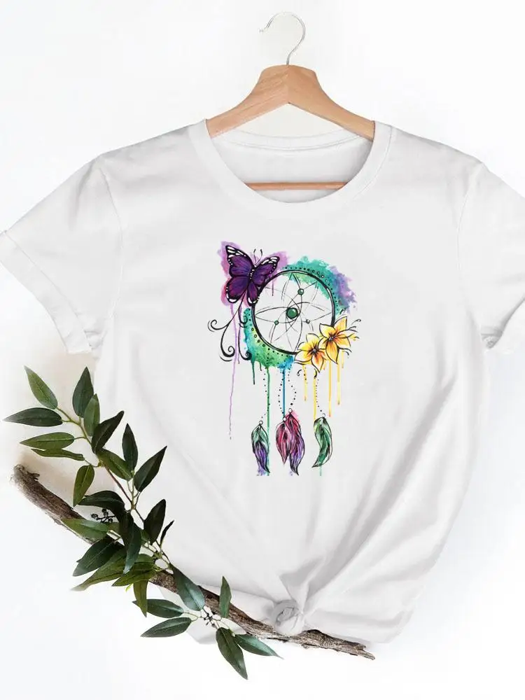 

Watercolor Lovely Web Dream Women Short Sleeve T-shirts Cartoon Clothes Casual Summer Female Tee Ladies Fashion Graphic Tshirt