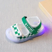 size 16 30 fashion baby luminous casual sandals flat non slip kids boys led light shoes plaid color light glowing sneakers