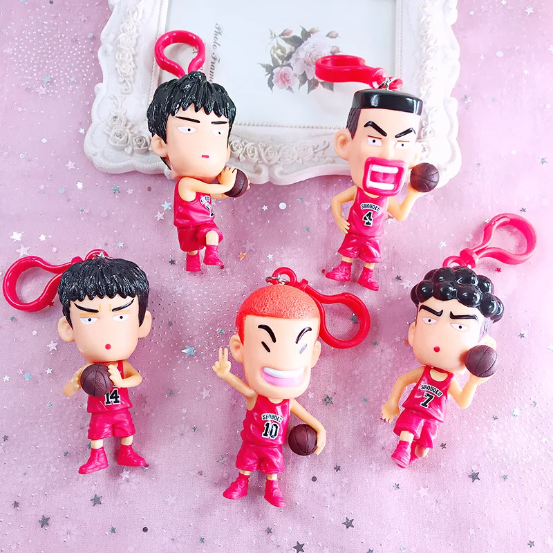 

Anime SLAM DUNK Doll Silicone Keychain Hanamichi Sakuragi Women Man PVC Key Chain Cute Funny Bags Cartoon Toy Key Rings Llaveros