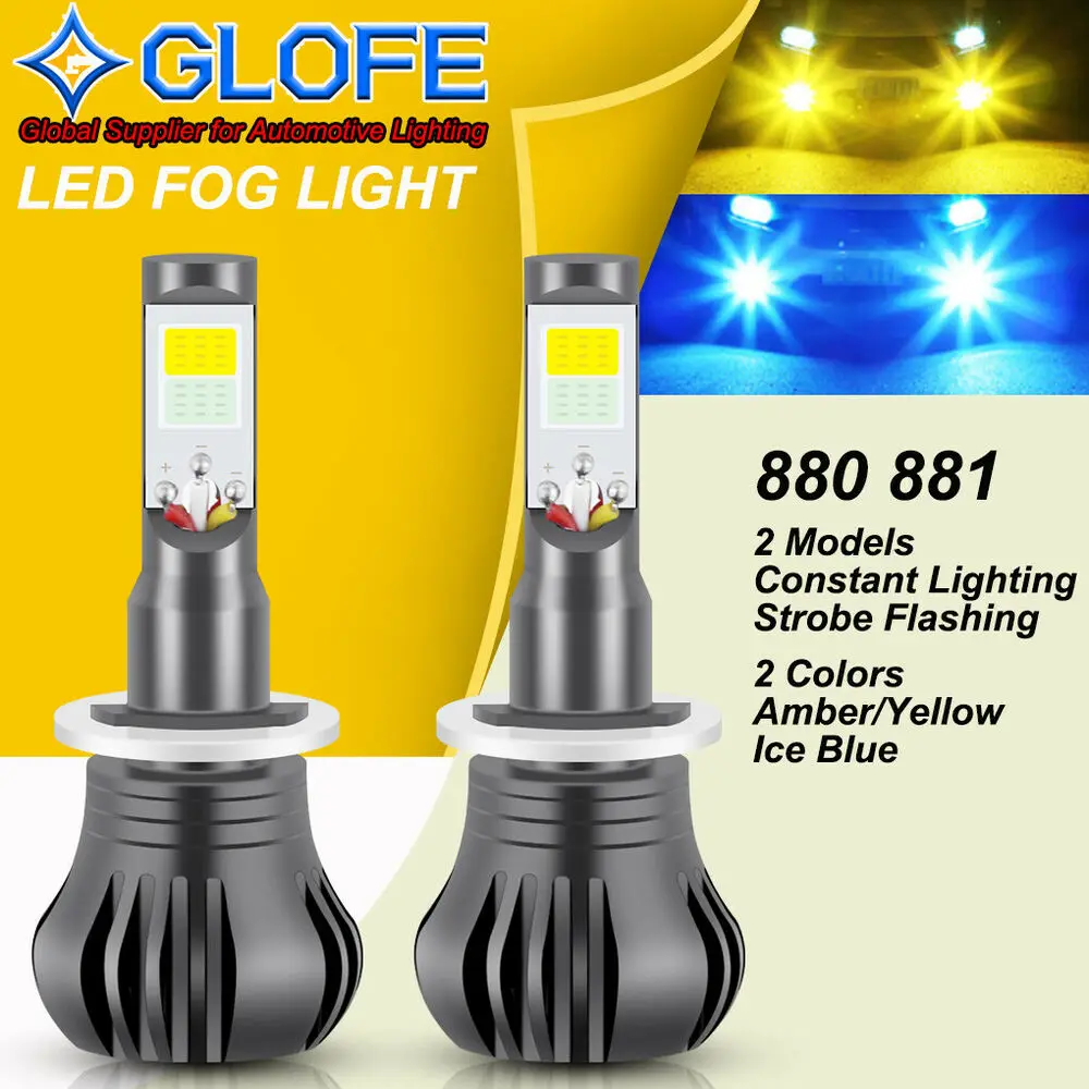 

Yellow Ice Blue 880 893 Led Fog Daytime Running Driving Light Bulb Flash Blink