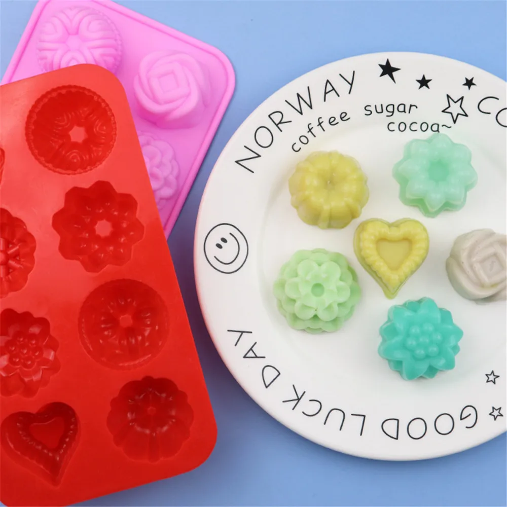

8 Holes Flowers and Plants Silicone Candy Mold Homemade Chocolate Puding Cake Decorating Baking Tools Soap Mould