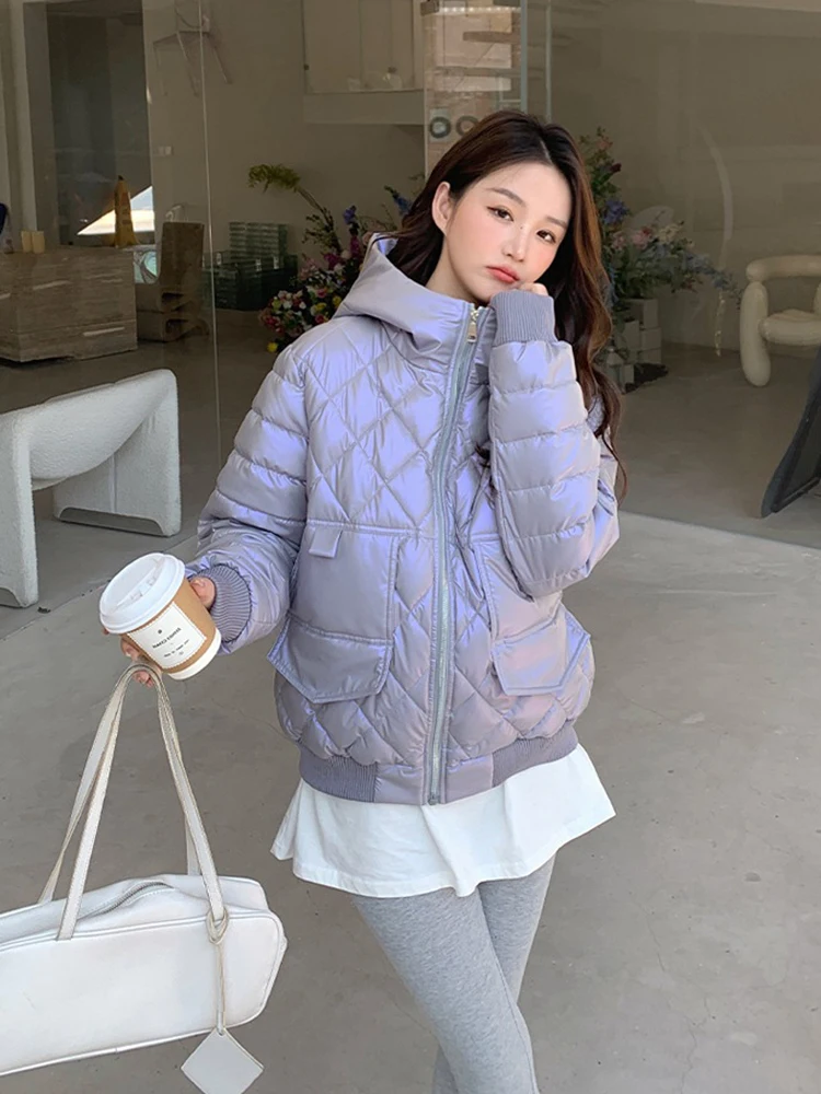 GOPLUS Laser Down Cotton Sustans Hooded Women ClothingWarm Coats  Zipper Quilted Coats Model 2022 Top Women New Fashion Jackets