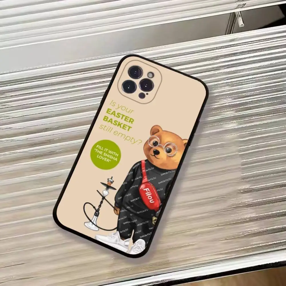 Фото Модный чехол B-Baron Filou B-Bear для iPhone 17, 16, 15, 14, 13, 12, 11 Plus, Pro Max, XS, мягкий силиконовый черный чехол №2