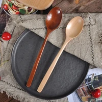 japanese lacquered wooden spoon kitchen cooking dining spoon long handle soup spoons coffee mixing tools fashion tableware