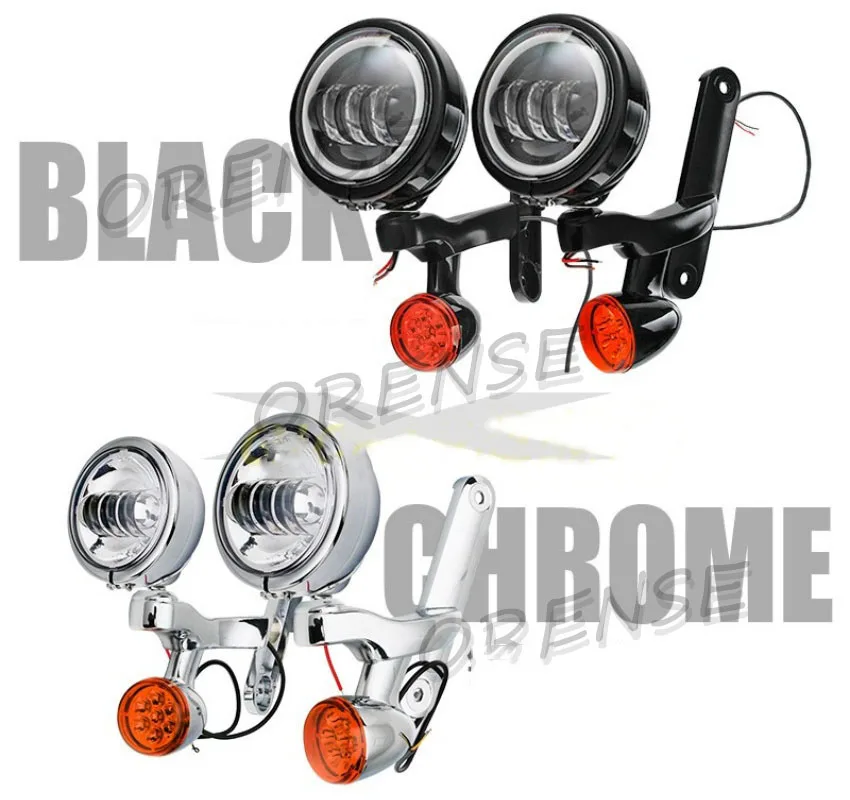 Светодиодные фары дальнего света и дымчатые указатели поворота для Harley Touring Street